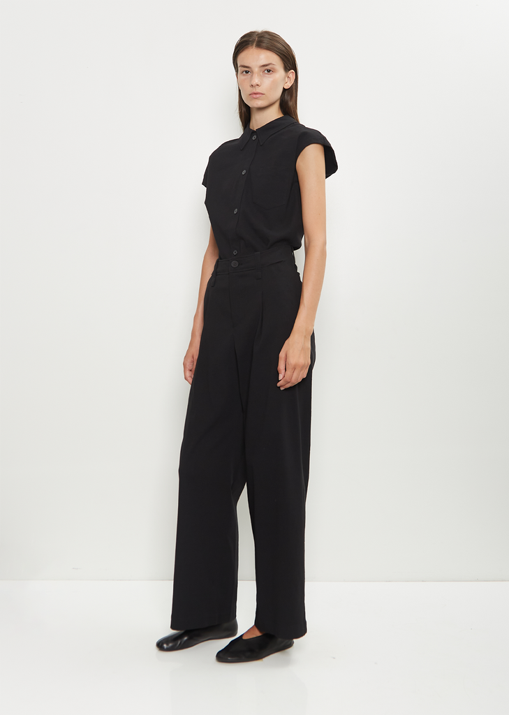 Washi Paper Wide Leg Pants — Black