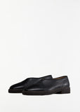 Piped Crepe Loafers — Black