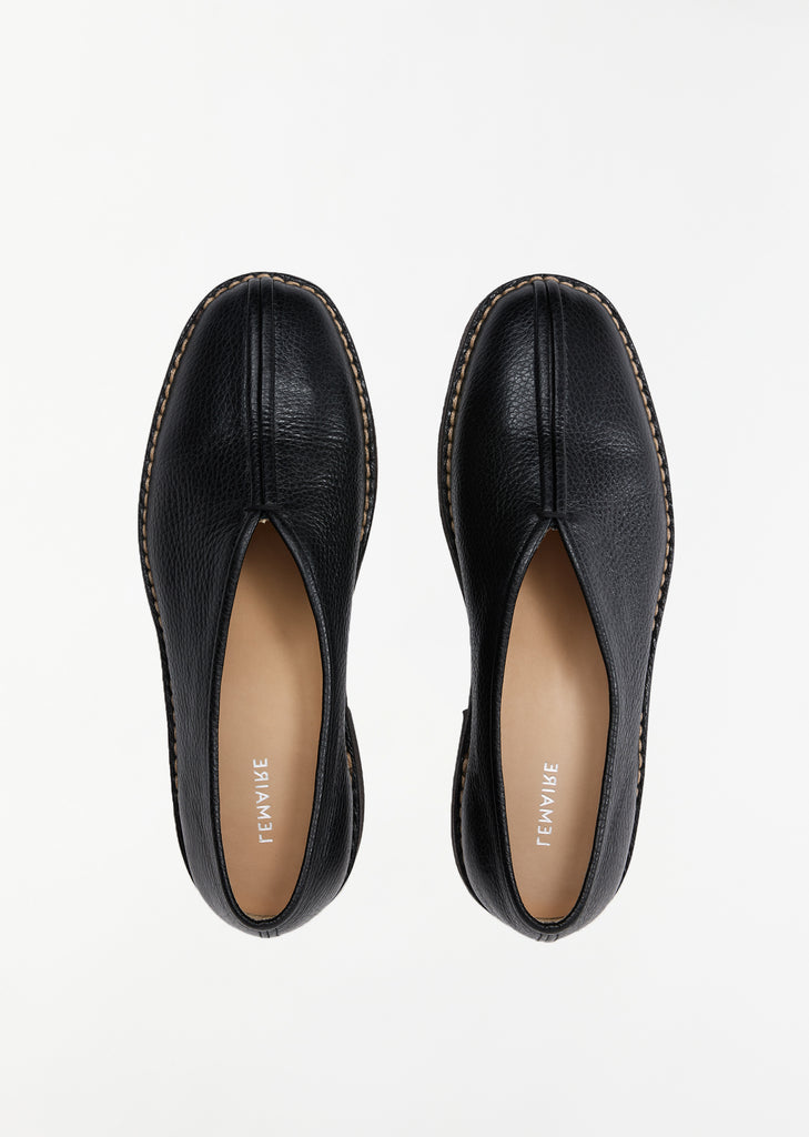 Piped Crepe Loafers — Black