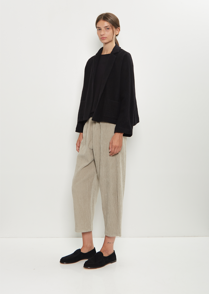 Linen Cashmere Short Open Jacket — Black