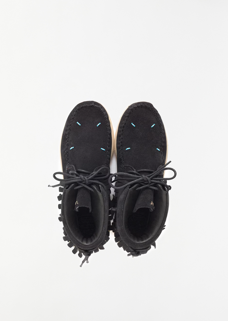 Suede Lace-Up Boots — Black