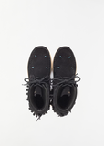 Suede Lace-Up Boots — Black