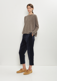 Cotton Linen Velvet Tapered Pant — Blue
