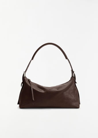Belted Leather Baguette Bag