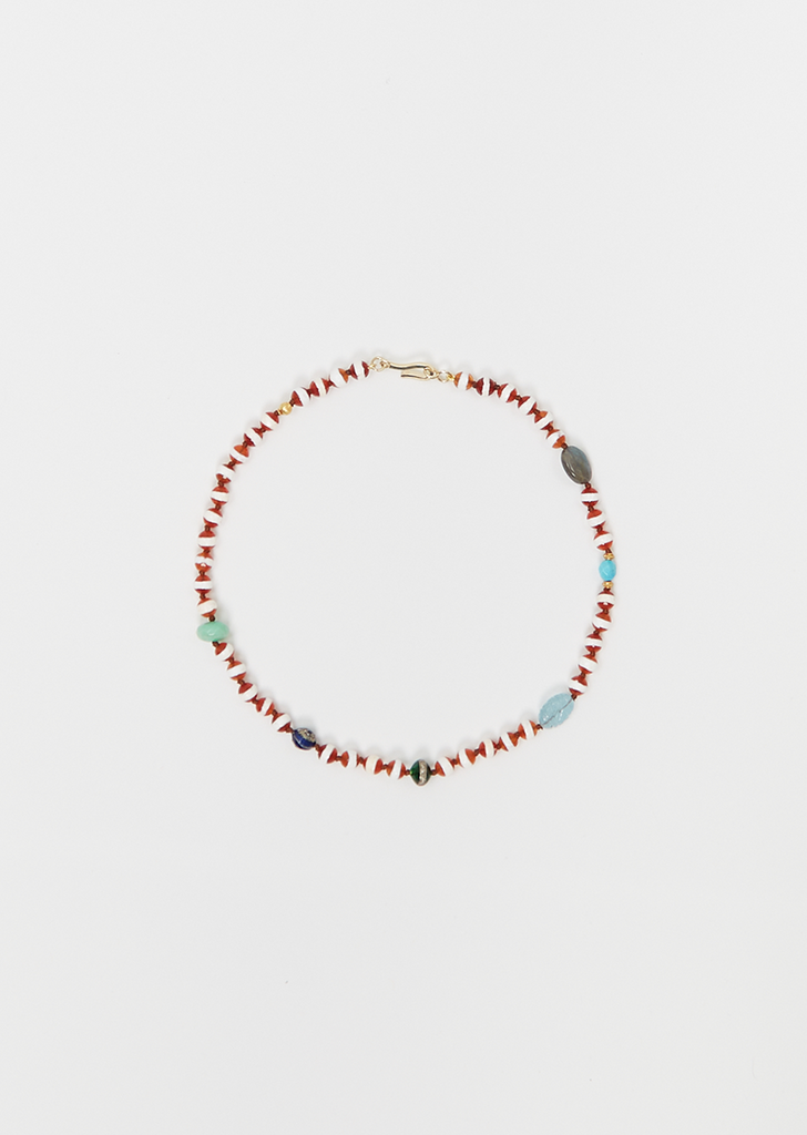 Brown Agate Stripe Beaded Necklace, 40cm