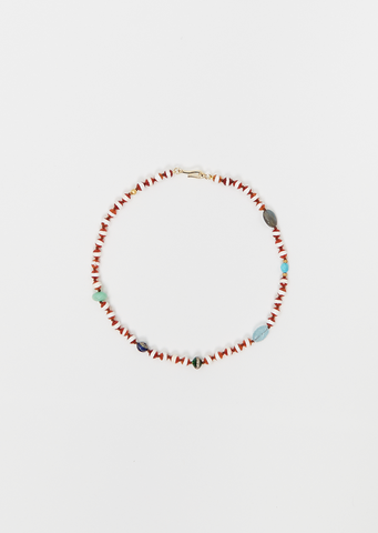 Brown Agate Stripe Beaded Necklace, 40cm