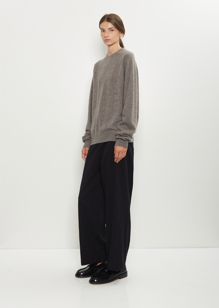 Cashmere BF R-Neck Sweater — Brown Melange