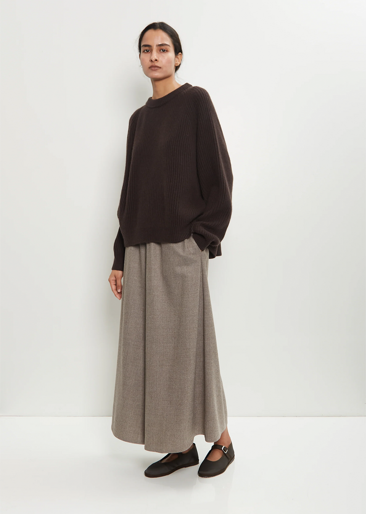 Cashmere Ribbed Raglan Sweater — Black Wood