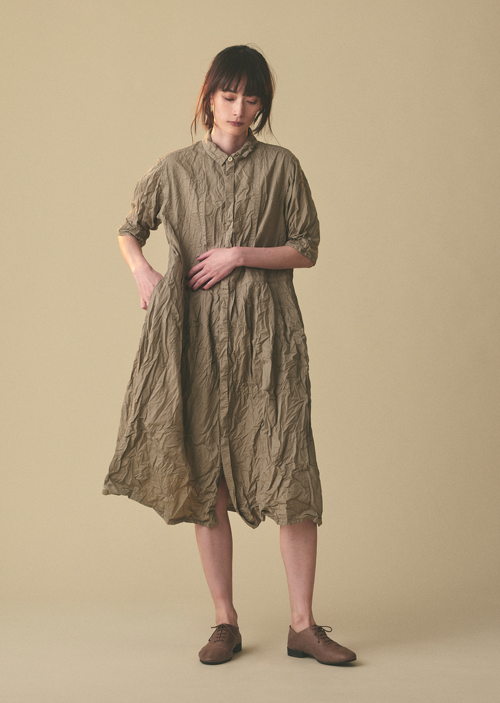 Natural Cacao Dye Dress — Khaki