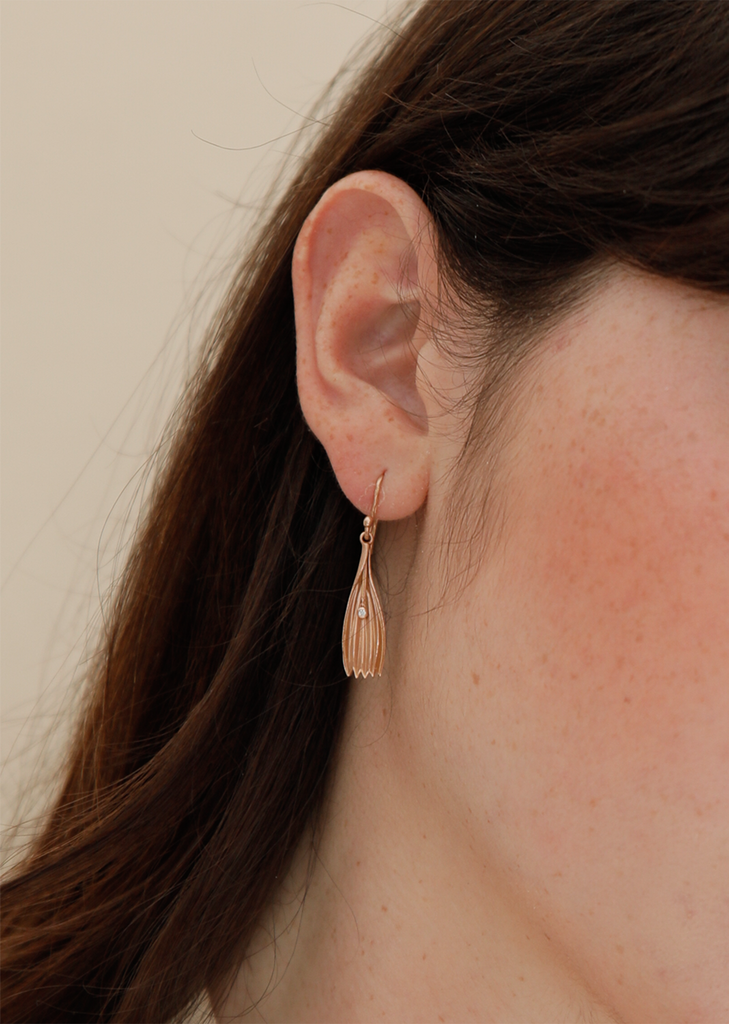 Chicory Petal Earrings with Diamonds