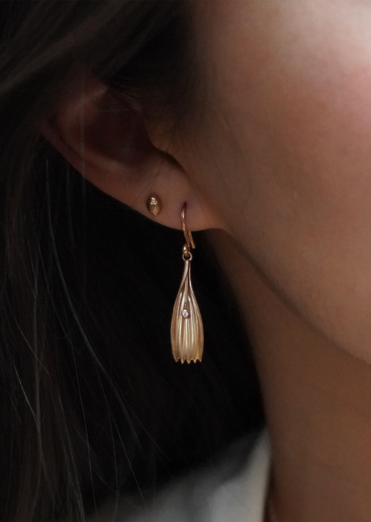 Chicory Petal Earrings with Diamonds