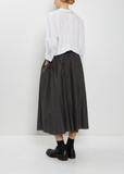 Random Pleated Cotton Silk Skirt — Charcoal Brown