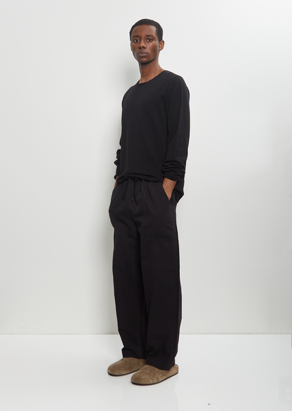Cotton Linen Herringbone Trousers — Black – La Garçonne Cotton Linen Herringbone Trousers — Black – La Garçonne