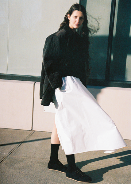 Cotton Poplin Tulip Pleated Skirt – La Garçonne