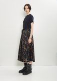 Floral Print Technical Satin Skirt