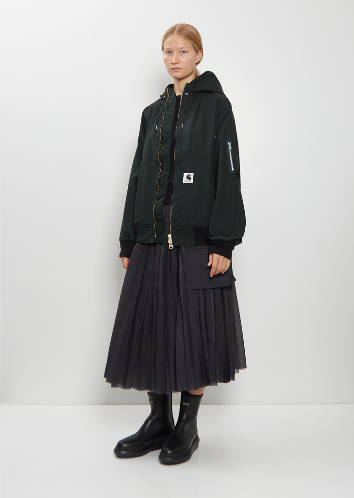 Washed Cotton Denim Duck Hooded Blouson