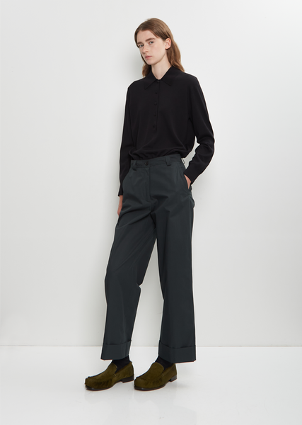 Pakora Bis Washed Cotton Pants — Dark Green – La Garçonne