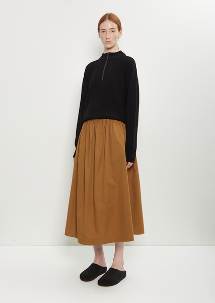 Cotton Gathered Skirt — Hemp – La Garçonne