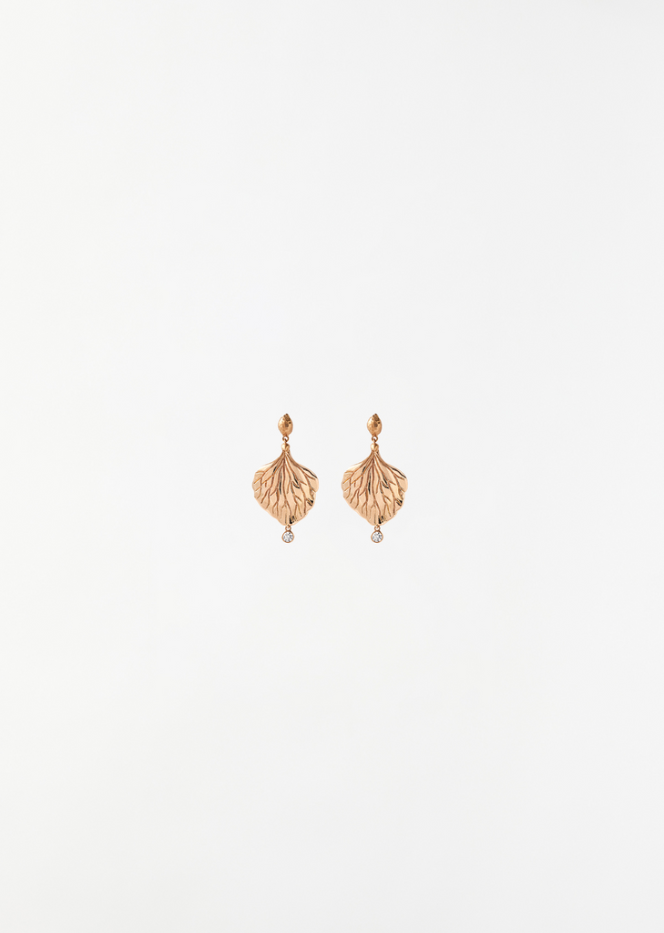 Hydrangea Petal Earrings with Diamonds