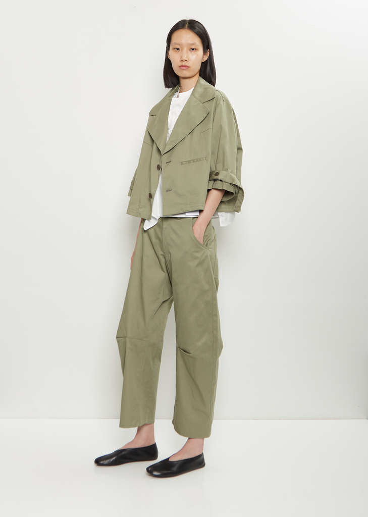 Cotton Wide Collar Cropped Jacket