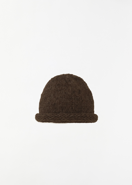 Hand-Knit Alpaca Merino Wool Roll Hat — Black Paint – La Garçonne