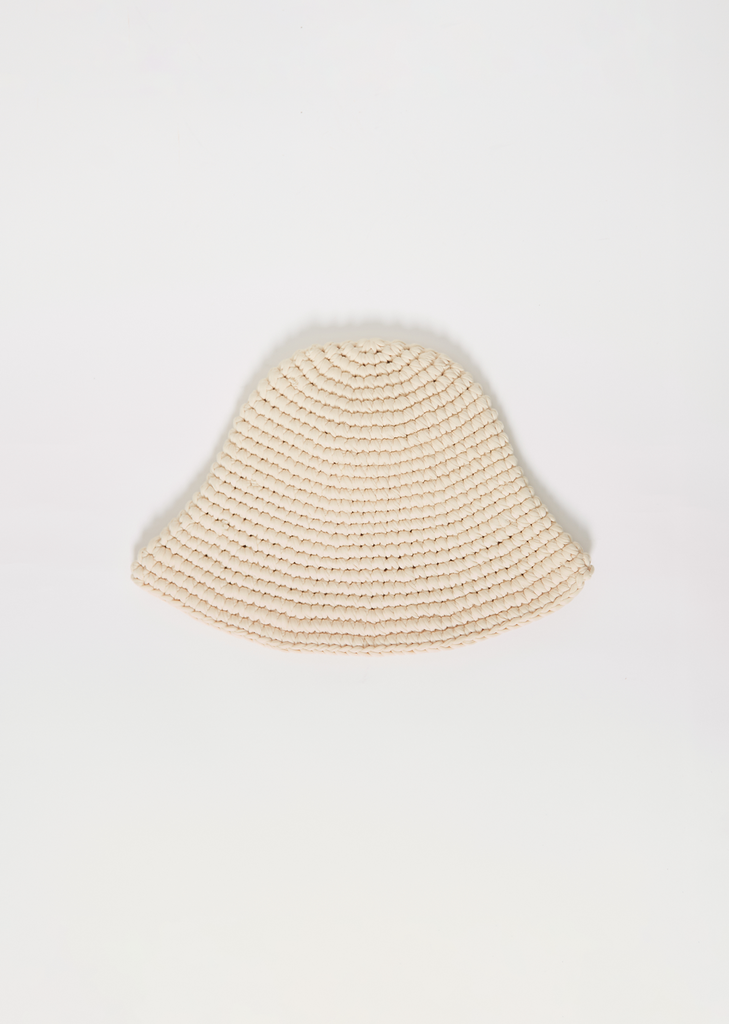 Pima Cotton Crochet Jersey Hat — Washed Ivory