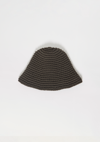 Pima Cotton Crochet Jersey Hat — Washed Black