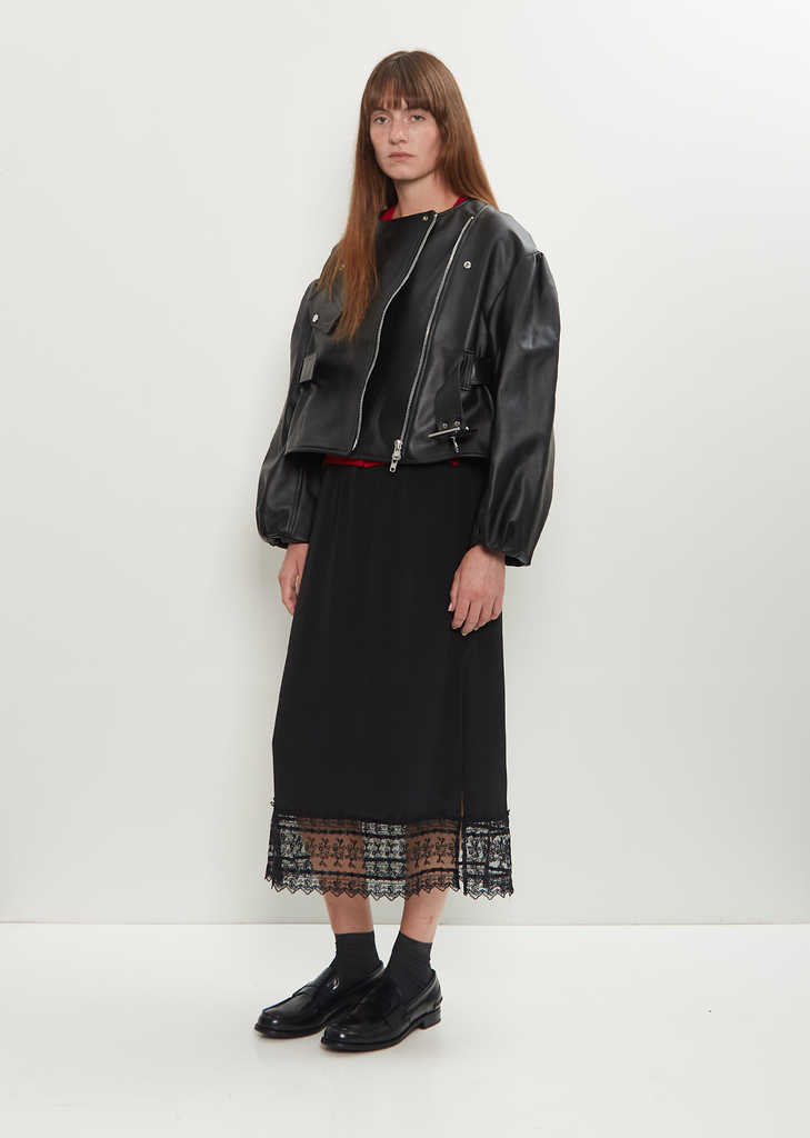 Sculpted Belt Detail Biker Jacket