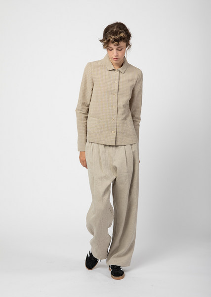【2plan】Pauline Scratch Wide Slacks Linen Loose Pleated Wide Leg Trouser – La Garçonne