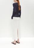 Wrinkled Wool Knit Cardigan — Navy