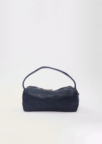 Leather Handle Bag, Small — Navy