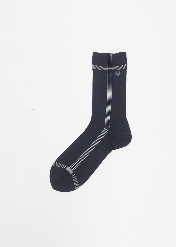 Side Line Silk Socks — Navy