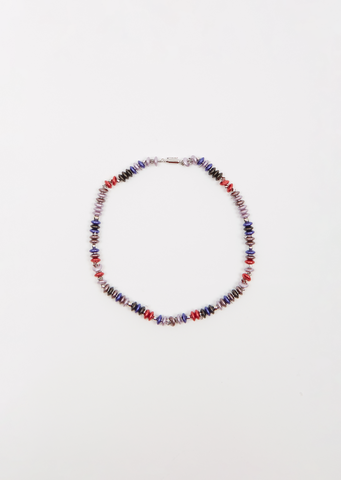 Pearl Disc Necklace — Red