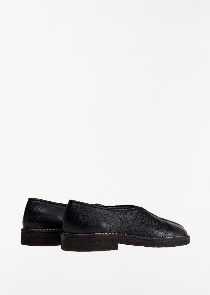 Piped Crepe Loafers — Black
