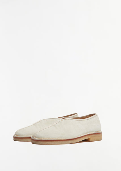 Suede Piped Crepe Slippers – La Garçonne