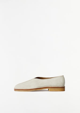 Suede Piped Crepe Slippers