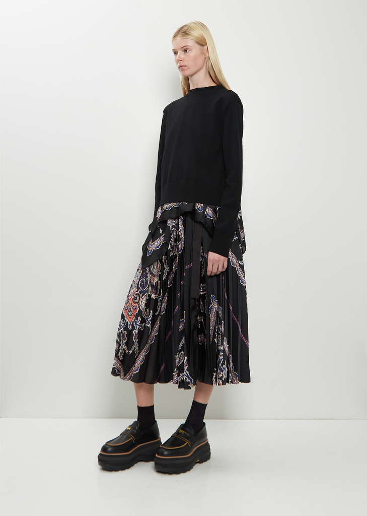 Paisley Print x Wool Knit Pullover