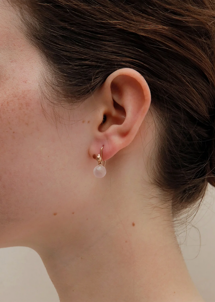 Pink Quartz Facetted Sphere Earrings