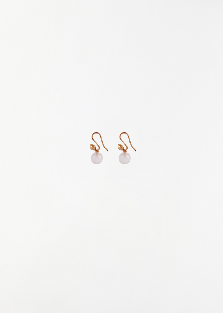 Pink Quartz Facetted Sphere Earrings