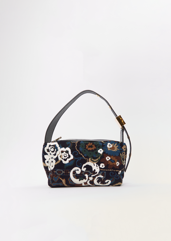 Flower Corduroy Pochette — Navy