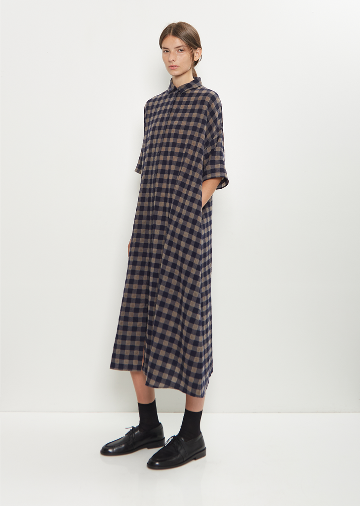 Wool Check Shirt Dress