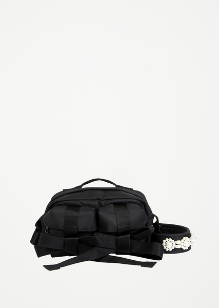 Bow Crossbody Bum Bag — Black - OS / Black/Pearl