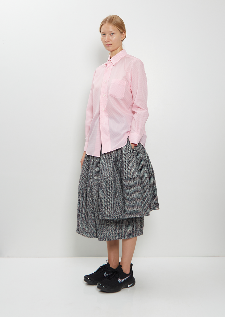 Asymmetric Wool Houndstooth Skirt