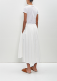Cotton Blend Pleated Midi Skirt