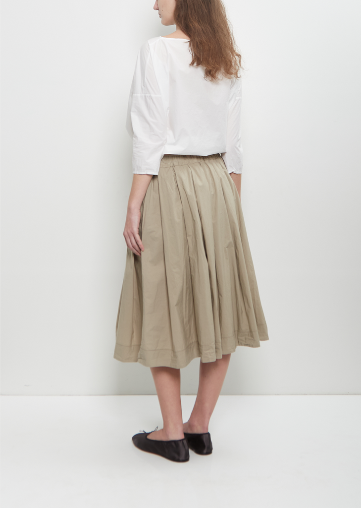 Tissue Cotton Pleated Short Skirt — Stone