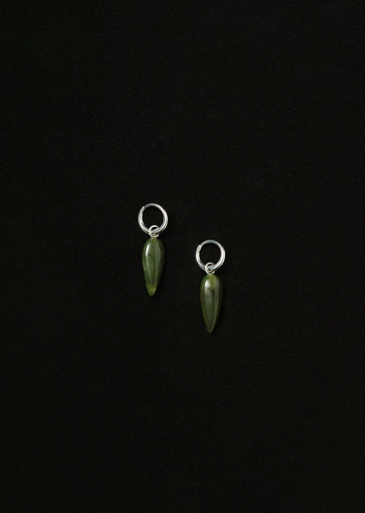 Jade Tiny Spear Hoops