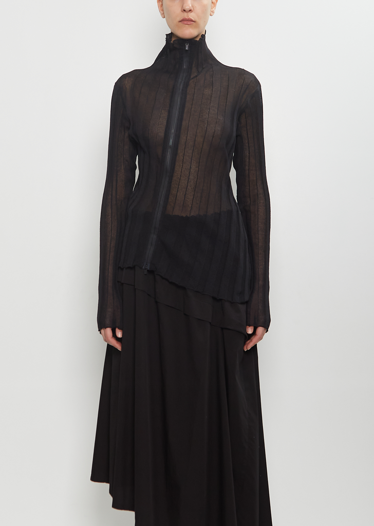 Sheer Knit Zip Cardigan