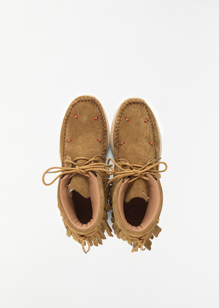Suede Lace-Up Boots — Light Brown