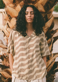 Julie Open Collar Blouse — Brown