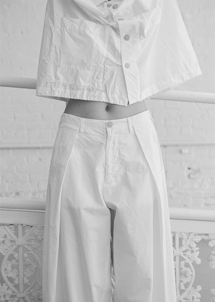 Single Pleat Cotton Blend Trousers